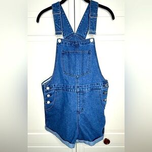 Denim Shortalls Womens Small Blue Overall Romper Bib Shorts Adjustable Straps